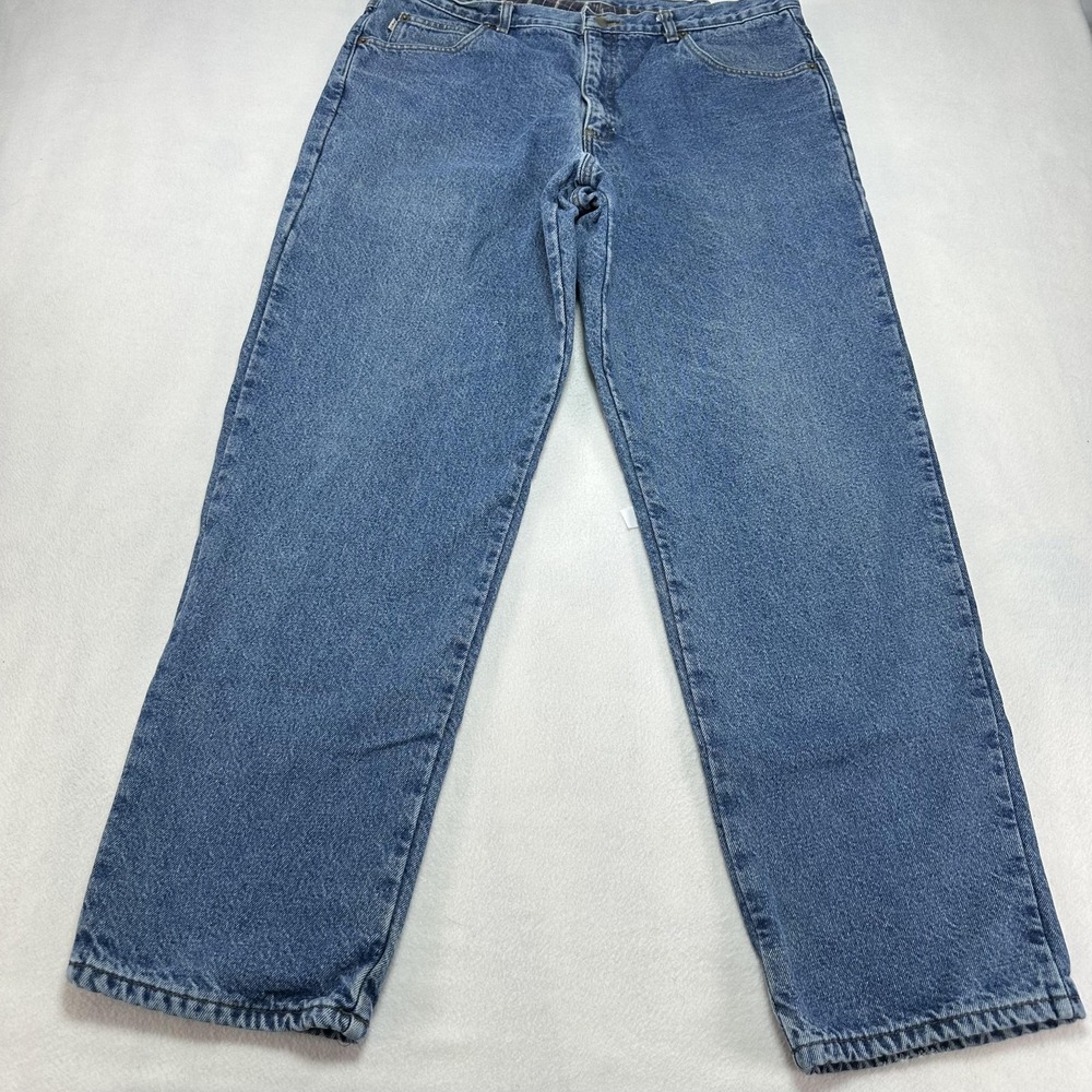 L.L. Bean Double L Jeans Mens 38x32 Blue Classic Fit Flannel Lined Denim heavy - Picture 2 of 11